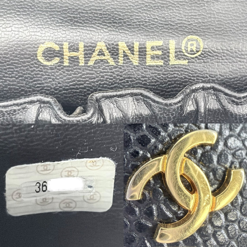 CHANEL シャネル バッグ バニティバッグ 化粧ポーチ メイクポーチ ヴィンテージ ココマーク キャビアスキン ブラック 黒 ゴールド金具 レディース【中古品】