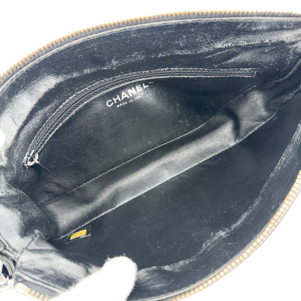 CHANEL シャネル ショルダーバッグ ココマーク キルティング レザー ブラック 黒 シルバー金具 レディース【中古品】