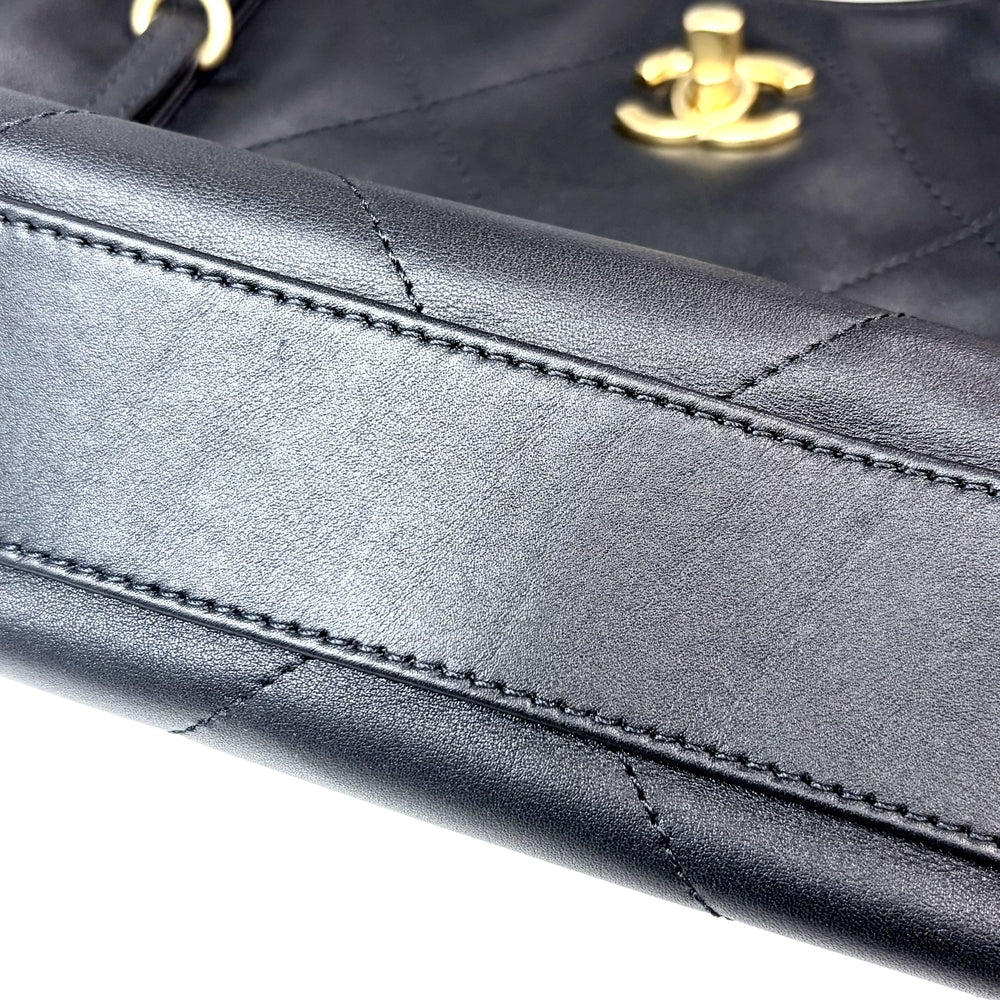 CHANEL シャネル ハンドバッグ スモール ショッピングバッグ ココマーク ターンロック AS6015 レザー ブラック 黒 ゴールド金具 レディース【中古品】