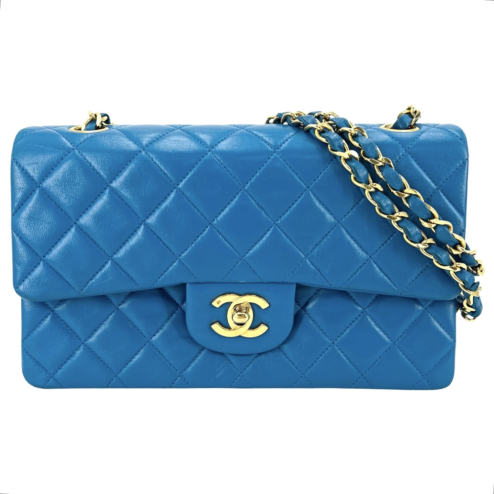 CHANEL シャネル ショルダーバッグ マトラッセ23 ダブルチェーン ダブルフラップ ココマーク ターンロック ラムスキン ブルー 青 ゴールド金具 レディース【中古品】