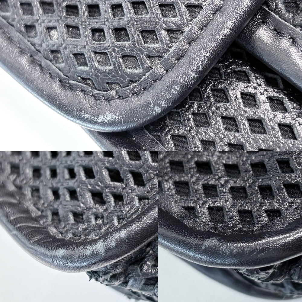 CHANEL シャネル ショルダーバッグ フレンチリビエラ パンチング ココマーク ダブルチェーン A67652 レザー ブラック 黒 シルバー金具 レディース【中古品】