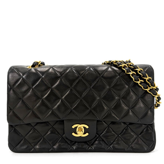 CHANEL シャネル ショルダーバッグ マトラッセ25 ダブルチェーン ダブルフラップ ココマーク ターンロック ラムスキン ブラック 黒 ゴールド金具 レディース【中古品】