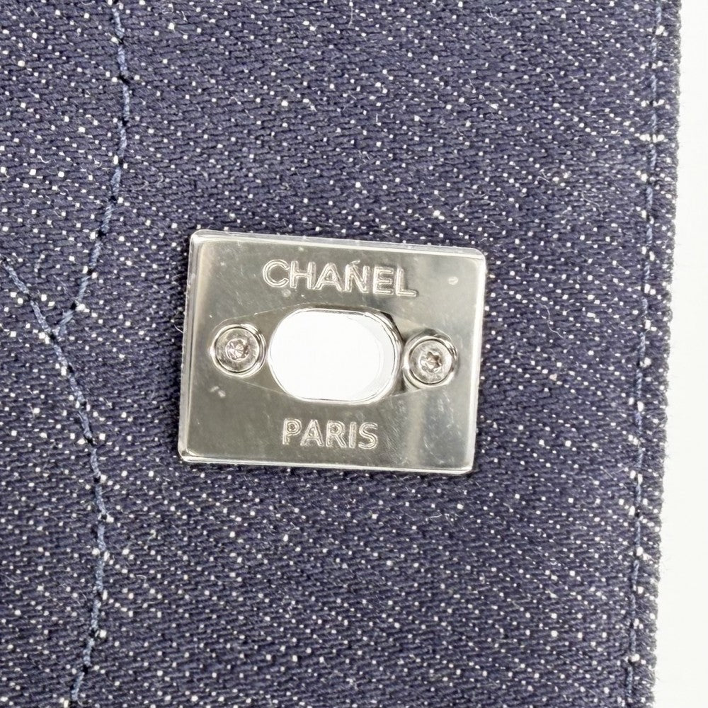 CHANEL シャネル 2WAY マトラッセ ココマーク ハンドバッグ ショルダーバッグ チェーンショルダー ターンロック デニム レザー ネイビー 紺 シルバー金具 レディース【中古品】