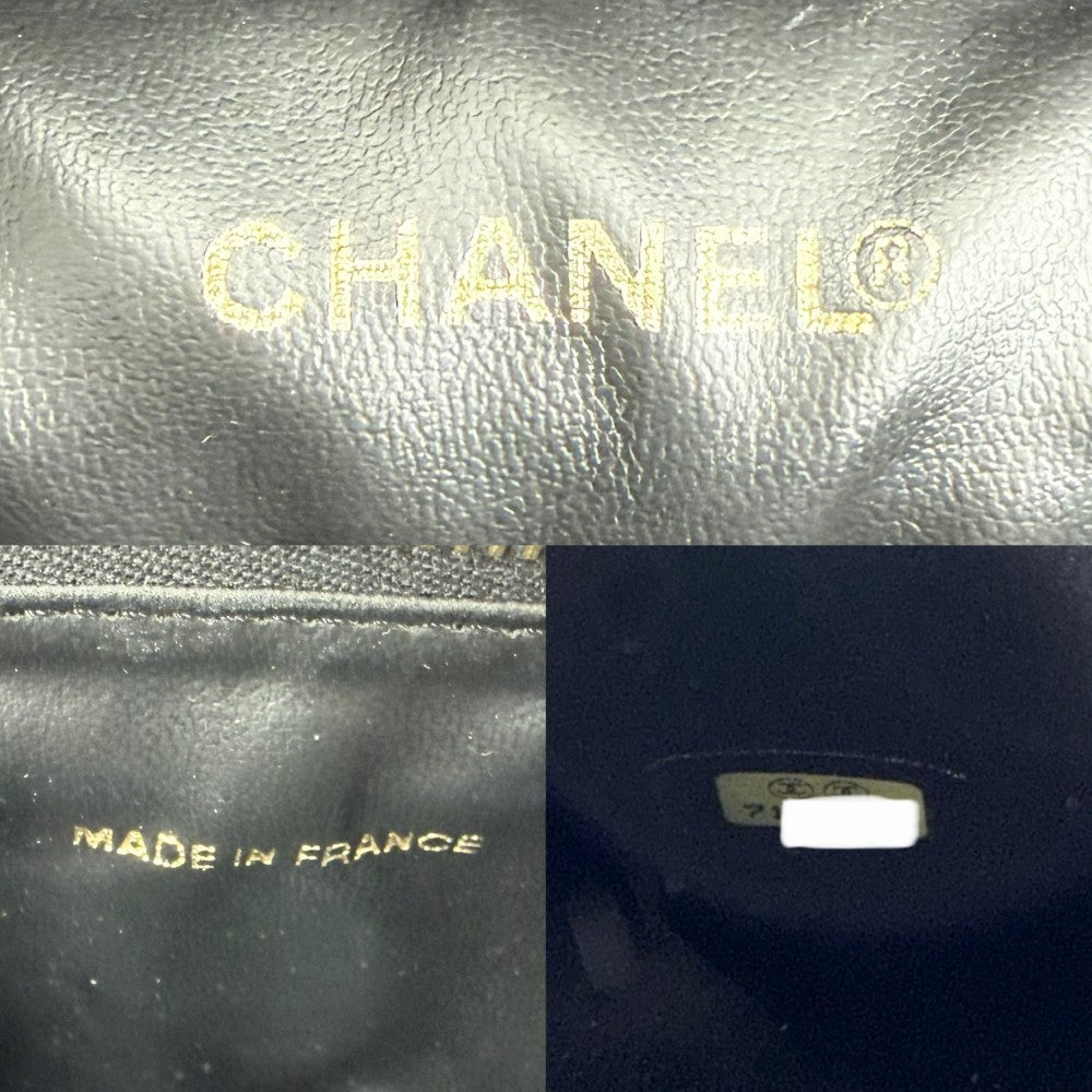 【開店SALE】 CHANEL シャネル ハンドバッグ ココマーク バニティバッグ 化粧ポーチ コスメポーチ A01998 キャビアスキン ブラック 黒 ゴールド金具 レディース【中古品】