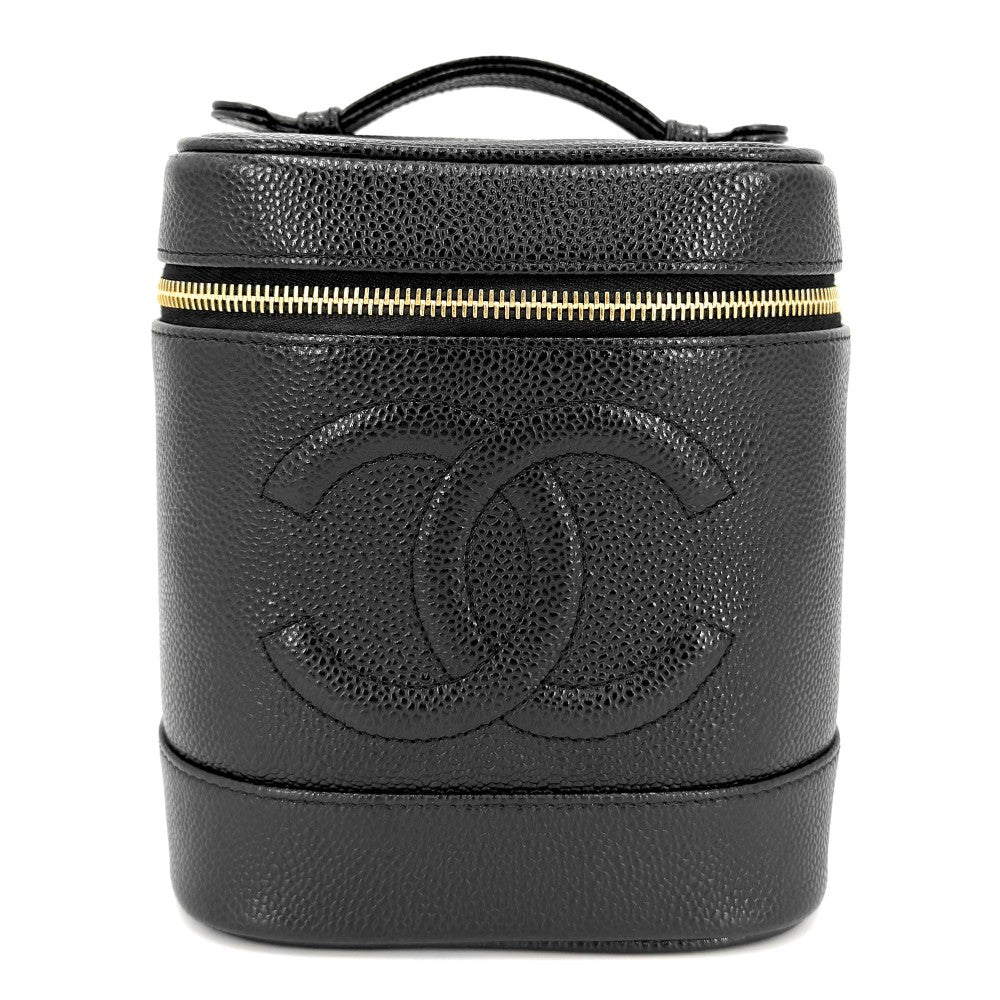 【開店SALE】 CHANEL シャネル ハンドバッグ ココマーク バニティバッグ 化粧ポーチ コスメポーチ A01998 キャビアスキン ブラック 黒 ゴールド金具 レディース【中古品】