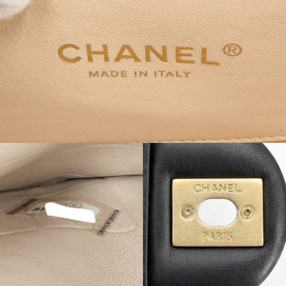 【開店SALE】 CHANEL シャネル ショルダーバッグ マトラッセ ハーフムーン ポシェット ココマーク 小さめ レザー ブラック 黒 ゴールド金具 レディース【中古品】