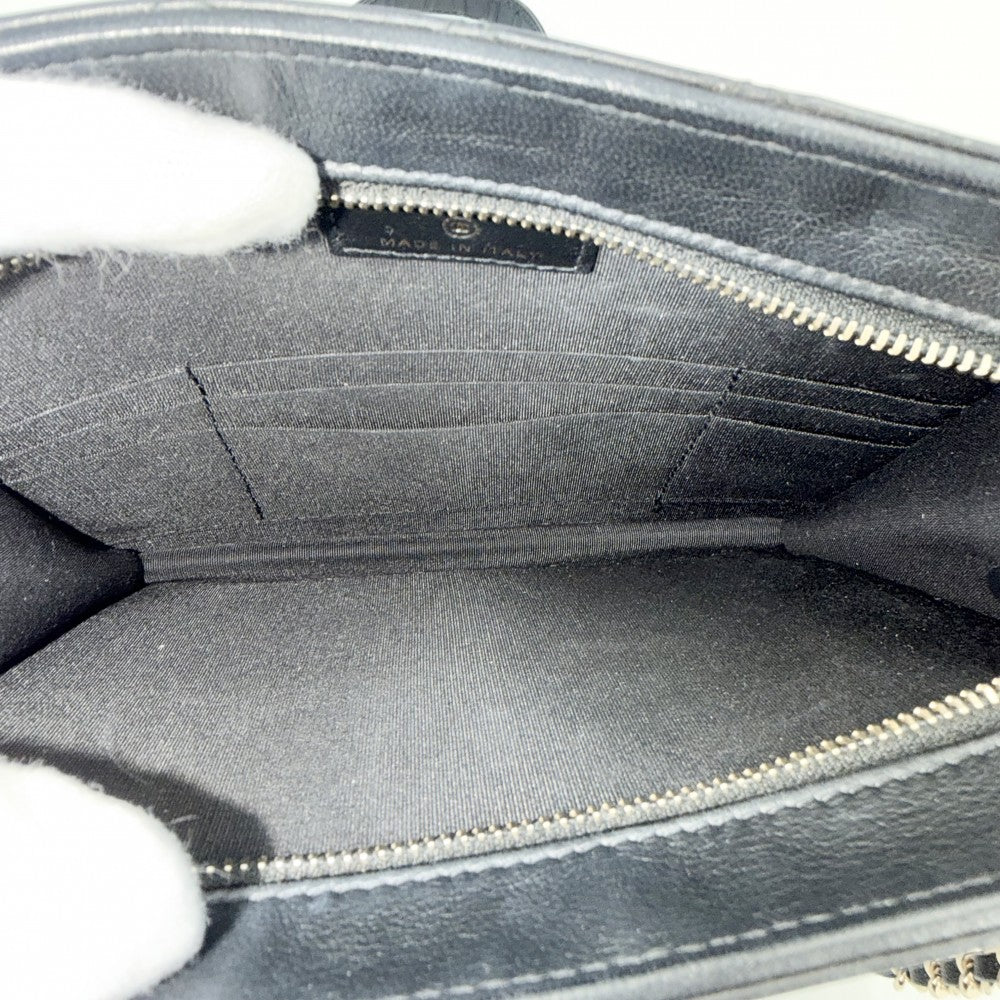 【開店SALE】 CHANEL シャネル ショルダーバッグ ミニチェーン マトラッセ ポシェット レザー ブラック 黒 シルバー×ゴールド金具 レディース【中古品】