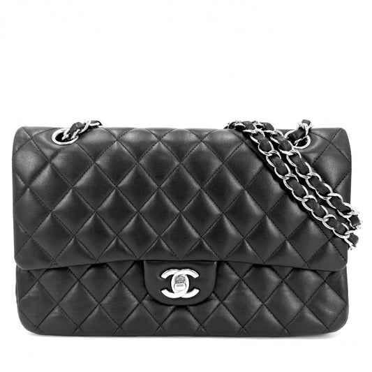 CHANEL シャネル ショルダーバッグ マトラッセ25 ダブルチェーン ダブルフラップ ココマーク ターンロック レザー ブラック 黒 シルバー金具 レディース【中古品】