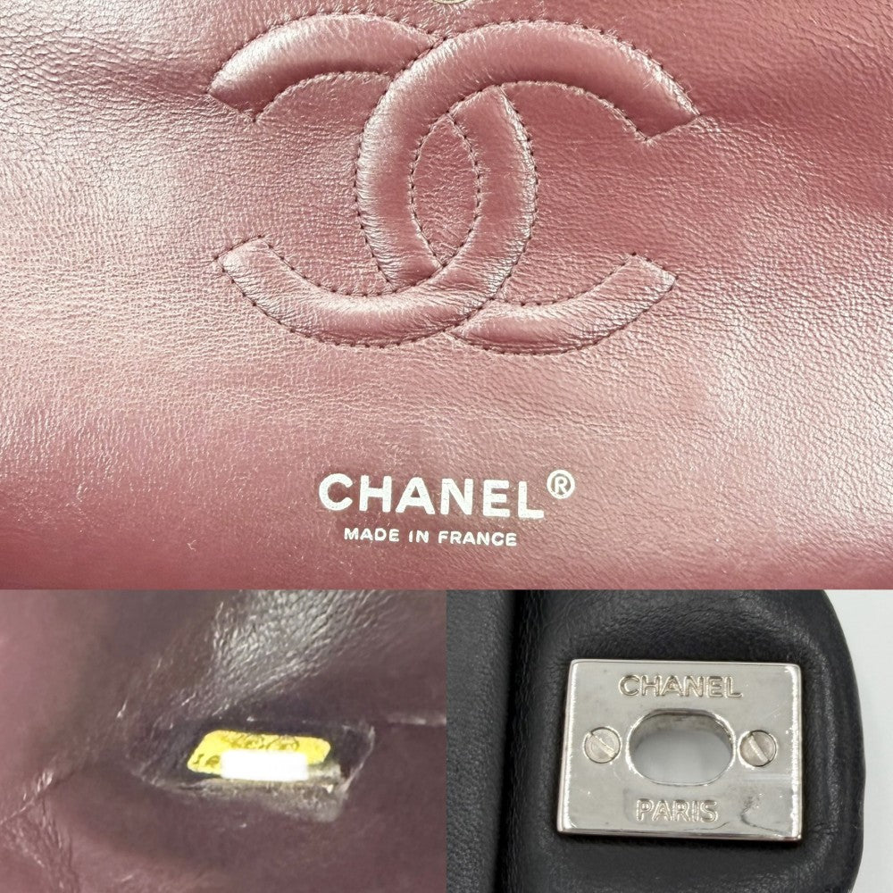 CHANEL シャネル ショルダーバッグ マトラッセ25 ダブルチェーン ダブルフラップ ココマーク ターンロック レザー ブラック 黒 シルバー金具 レディース【中古品】