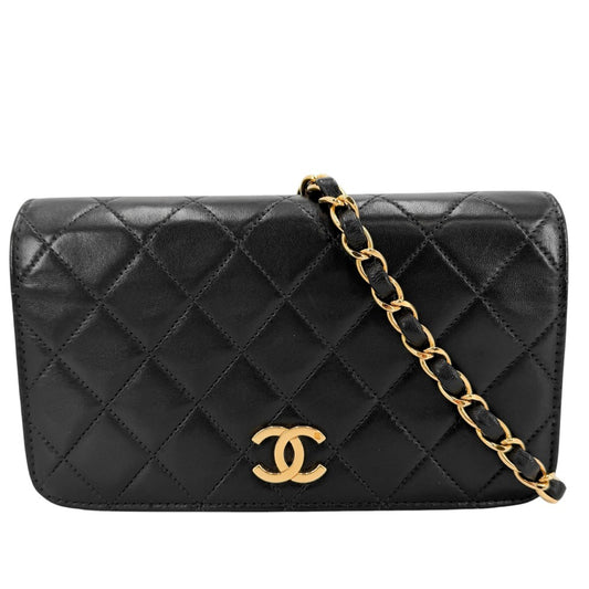 【開店SALE】 CHANEL シャネル ショルダーバッグ マトラッセ ココマーク チェーン フルフラップ ラムスキン ブラック 黒 ゴールド金具 レディース【中古品】
