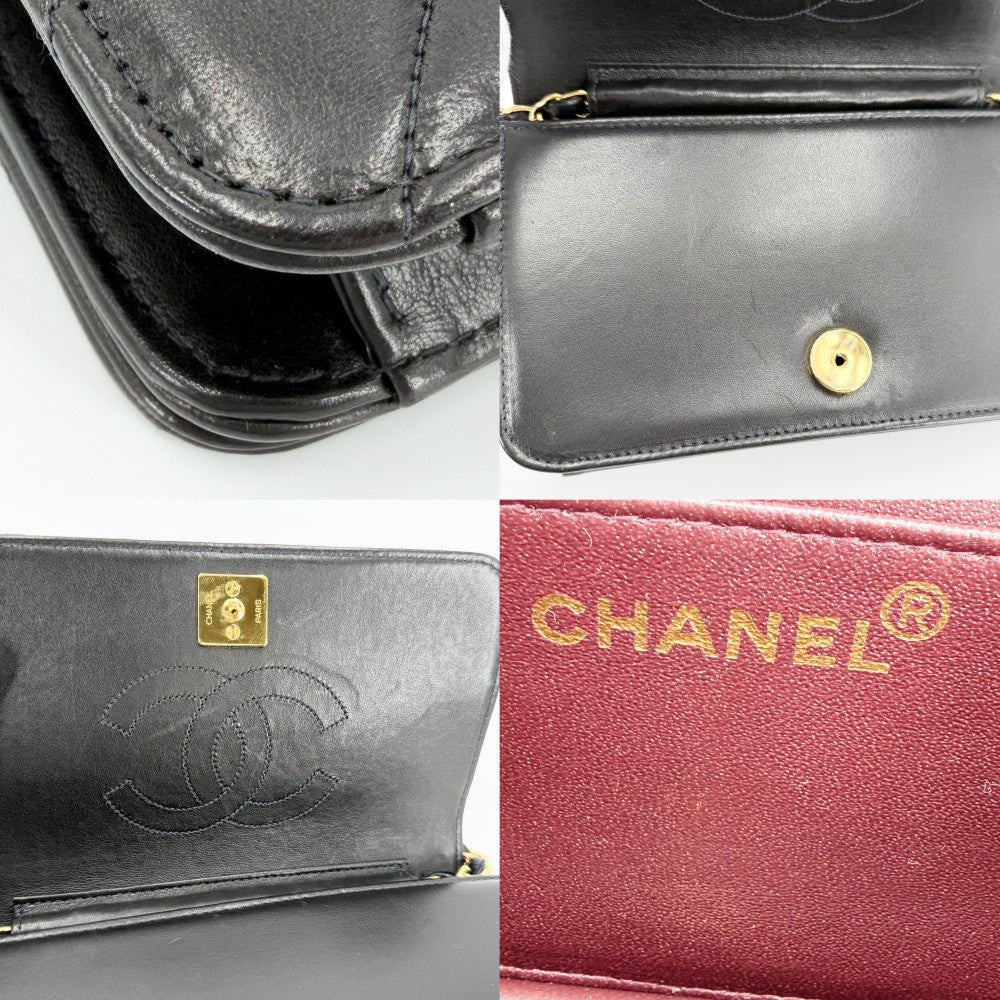 【開店SALE】 CHANEL シャネル ショルダーバッグ マトラッセ ココマーク チェーン フルフラップ ラムスキン ブラック 黒 ゴールド金具 レディース【中古品】