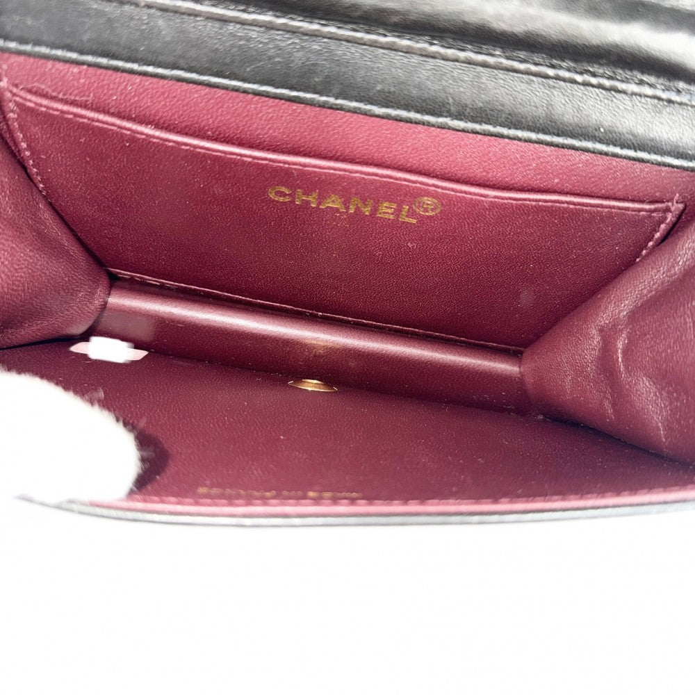 【開店SALE】 CHANEL シャネル ショルダーバッグ マトラッセ ココマーク チェーン フルフラップ ラムスキン ブラック 黒 ゴールド金具 レディース【中古品】