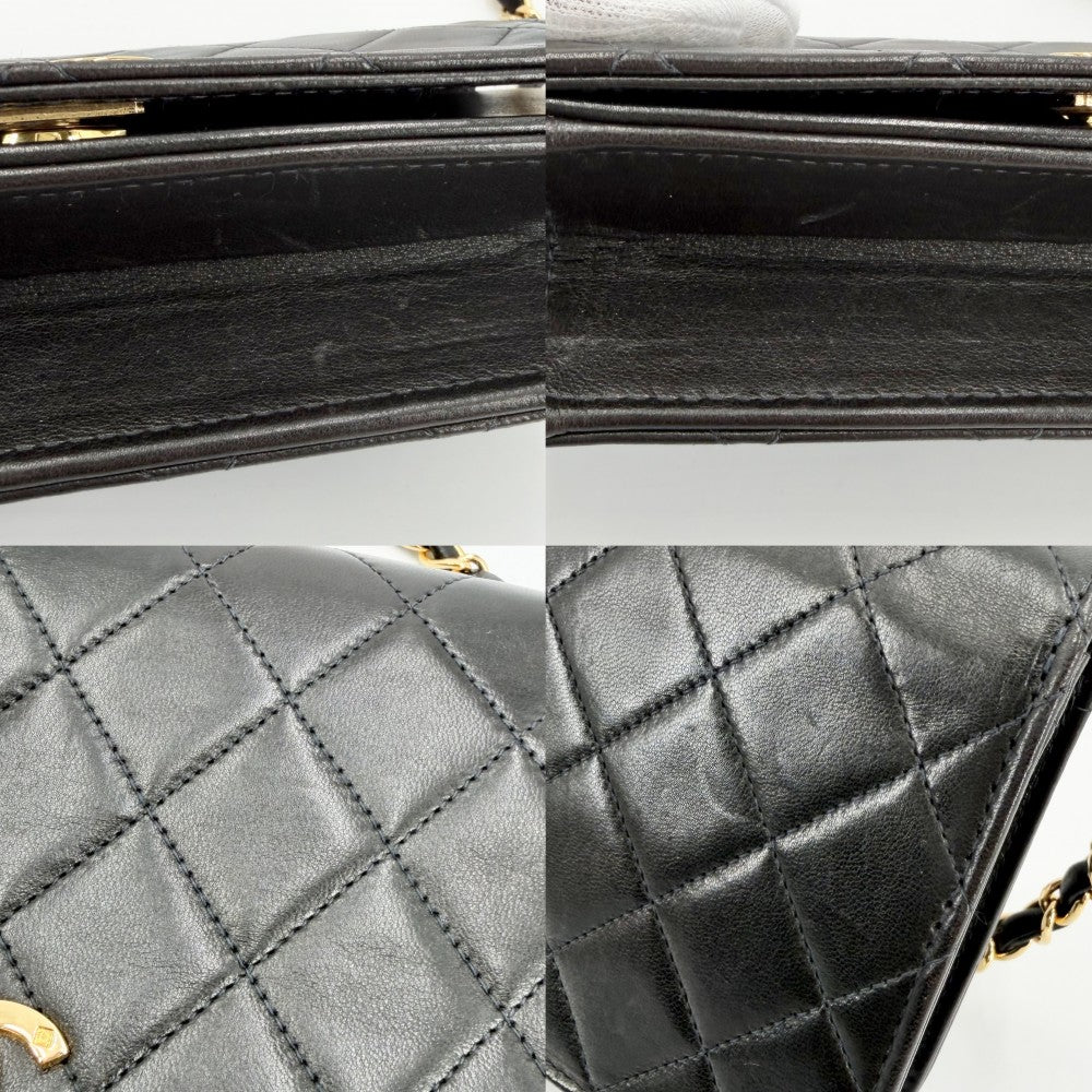 【開店SALE】 CHANEL シャネル ショルダーバッグ マトラッセ ココマーク チェーン フルフラップ ラムスキン ブラック 黒 ゴールド金具 レディース【中古品】
