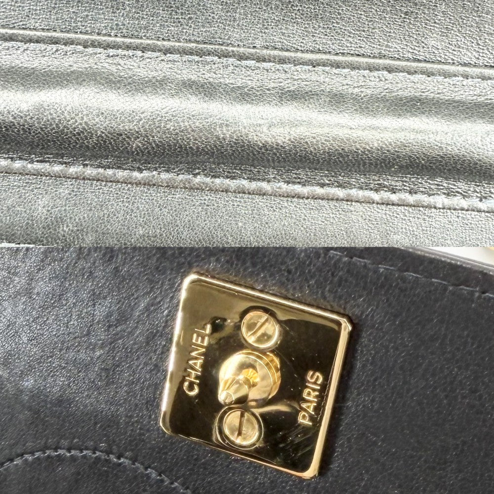 【開店SALE】 CHANEL シャネル ショルダーバッグ マトラッセ ココマーク チェーン フルフラップ ラムスキン ブラック 黒 ゴールド金具 レディース【中古品】