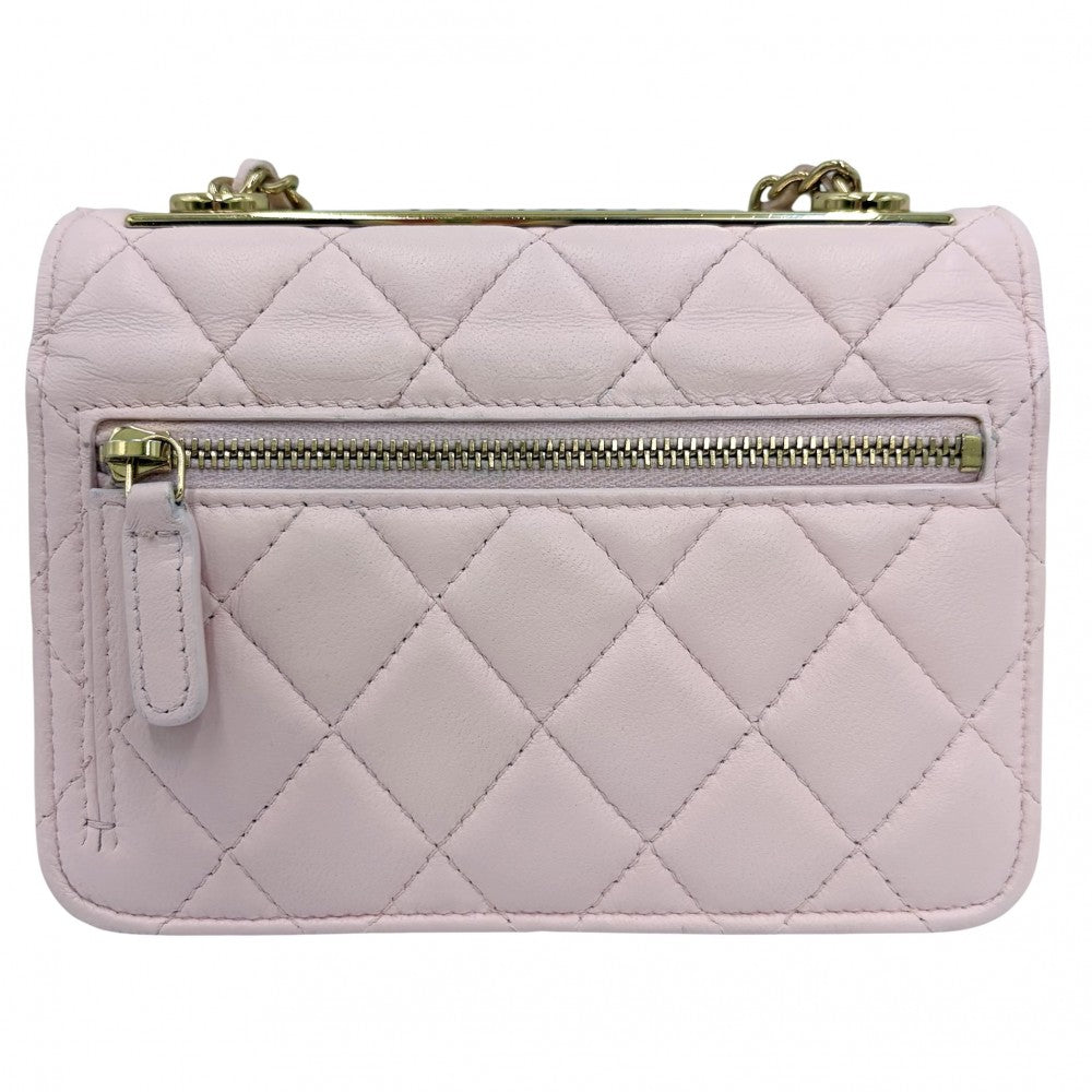 CHANEL シャネル チェーンウォレット トレンディCC マトラッセ ショルダーバッグ ココマーク ラムスキン ピンク ゴールド金具 レディース【中古品】