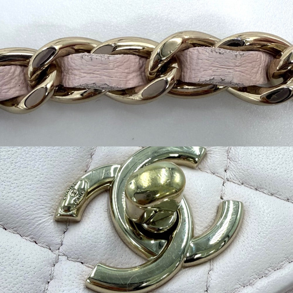 CHANEL シャネル チェーンウォレット トレンディCC マトラッセ ショルダーバッグ ココマーク ラムスキン ピンク ゴールド金具 レディース【中古品】