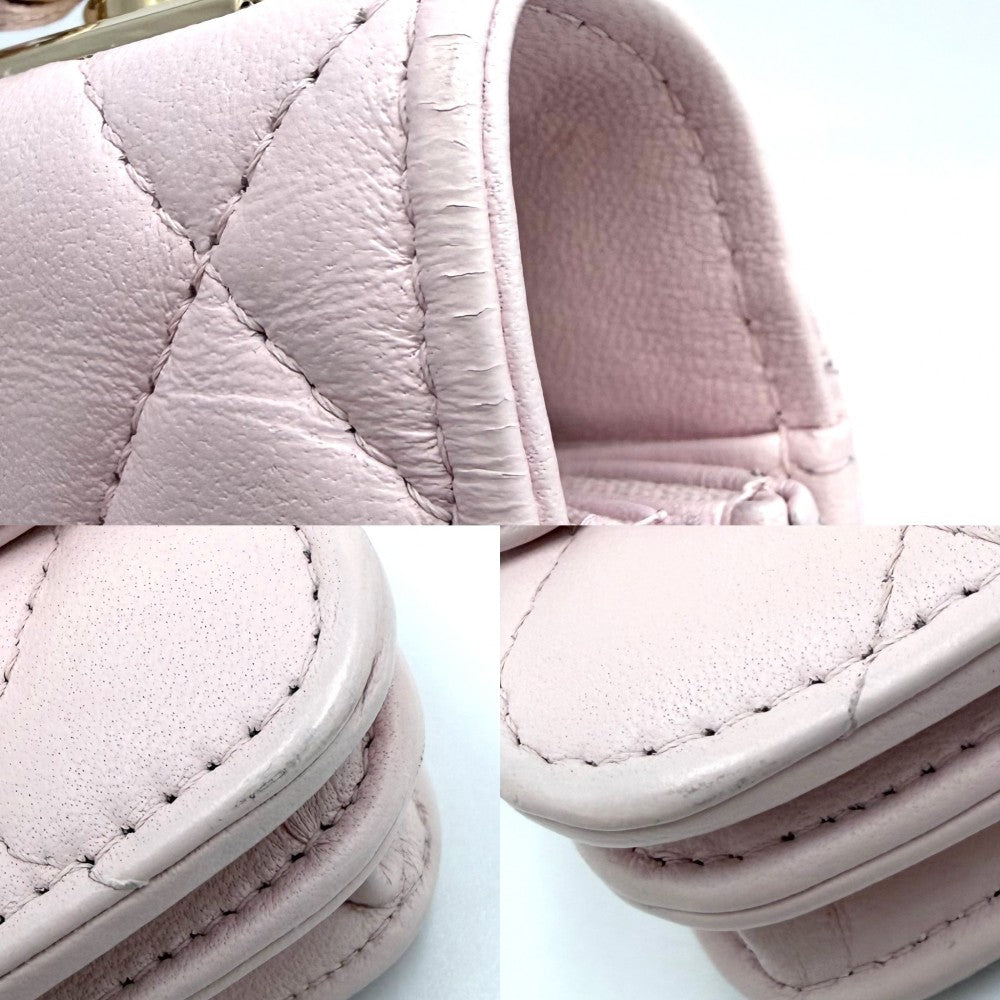 CHANEL シャネル チェーンウォレット トレンディCC マトラッセ ショルダーバッグ ココマーク ラムスキン ピンク ゴールド金具 レディース【中古品】