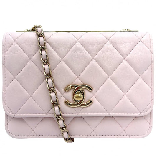 CHANEL シャネル チェーンウォレット トレンディCC マトラッセ ショルダーバッグ ココマーク ラムスキン ピンク ゴールド金具 レディース【中古品】