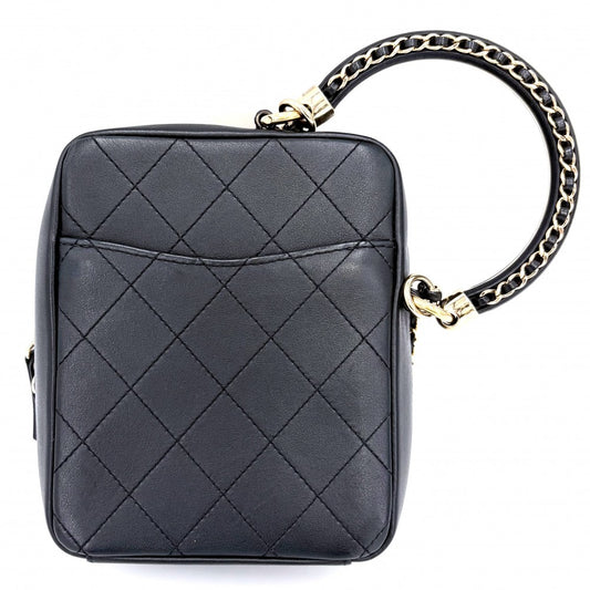 CHANEL シャネル ショルダーバッグ ポシェット ココマーク ハンドバッグ 2WAY マトラッセ レザー ブラック 黒 ゴールド金具 レディース【中古品】