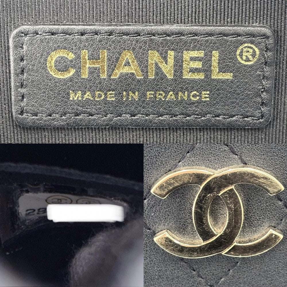 CHANEL シャネル ショルダーバッグ ポシェット ココマーク ハンドバッグ 2WAY マトラッセ レザー ブラック 黒 ゴールド金具 レディース【中古品】