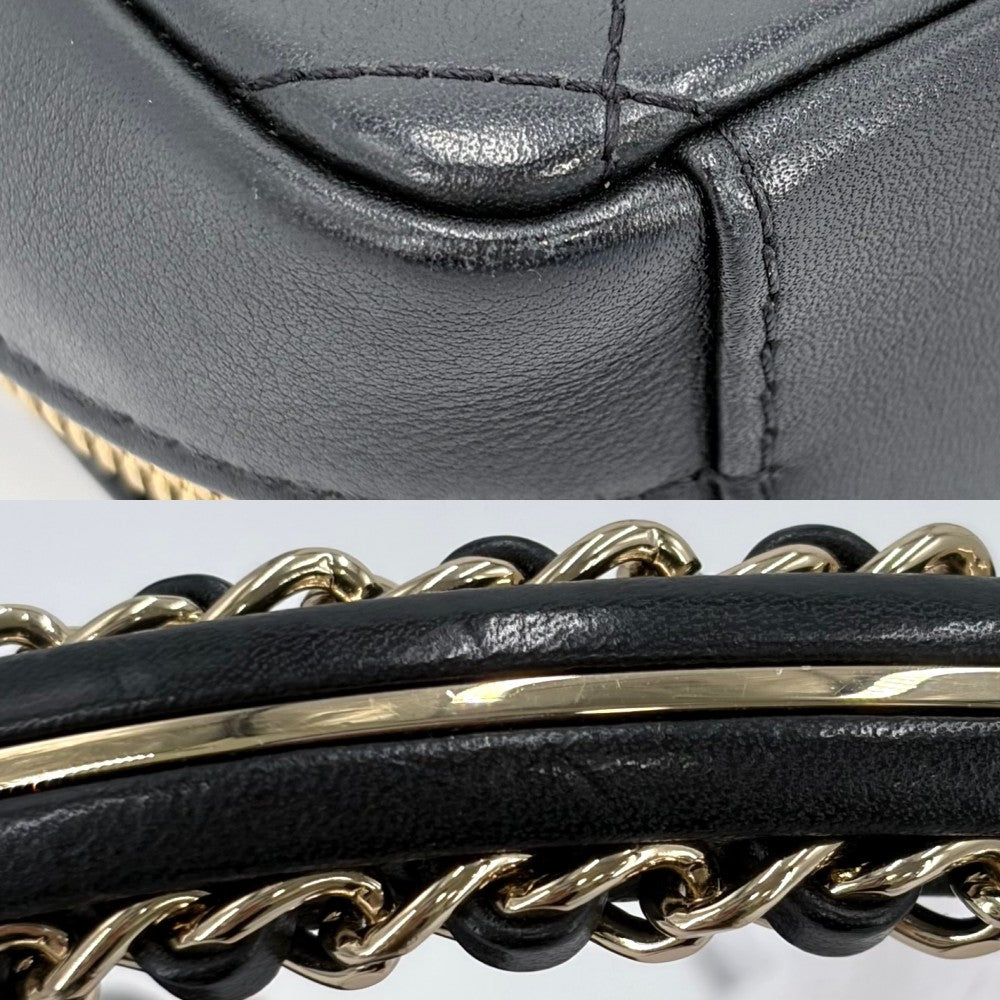 CHANEL シャネル ショルダーバッグ ポシェット ココマーク ハンドバッグ 2WAY マトラッセ レザー ブラック 黒 ゴールド金具 レディース【中古品】