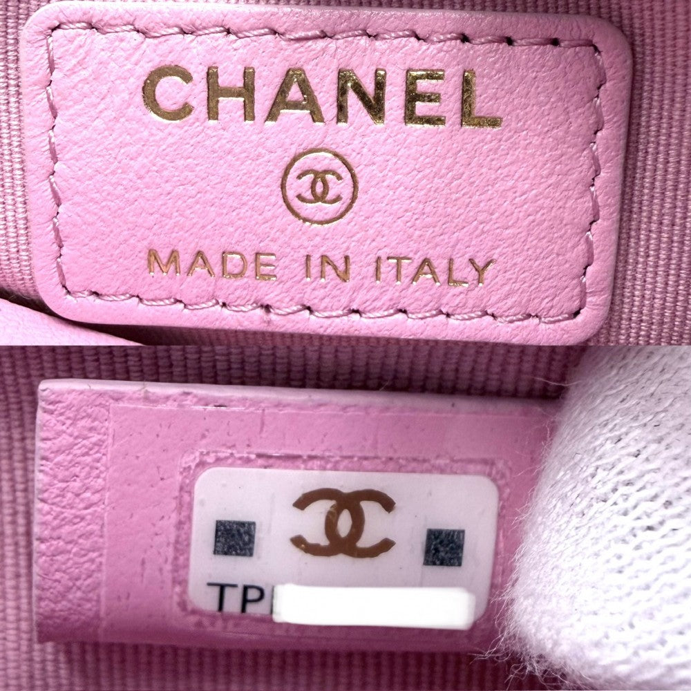 CHANEL シャネル ショルダーバッグ スモールホーボー ミニチェーンショルダーバッグ マトラッセ ポシェット レザー ピンク ゴールド金具 レディース【中古品】