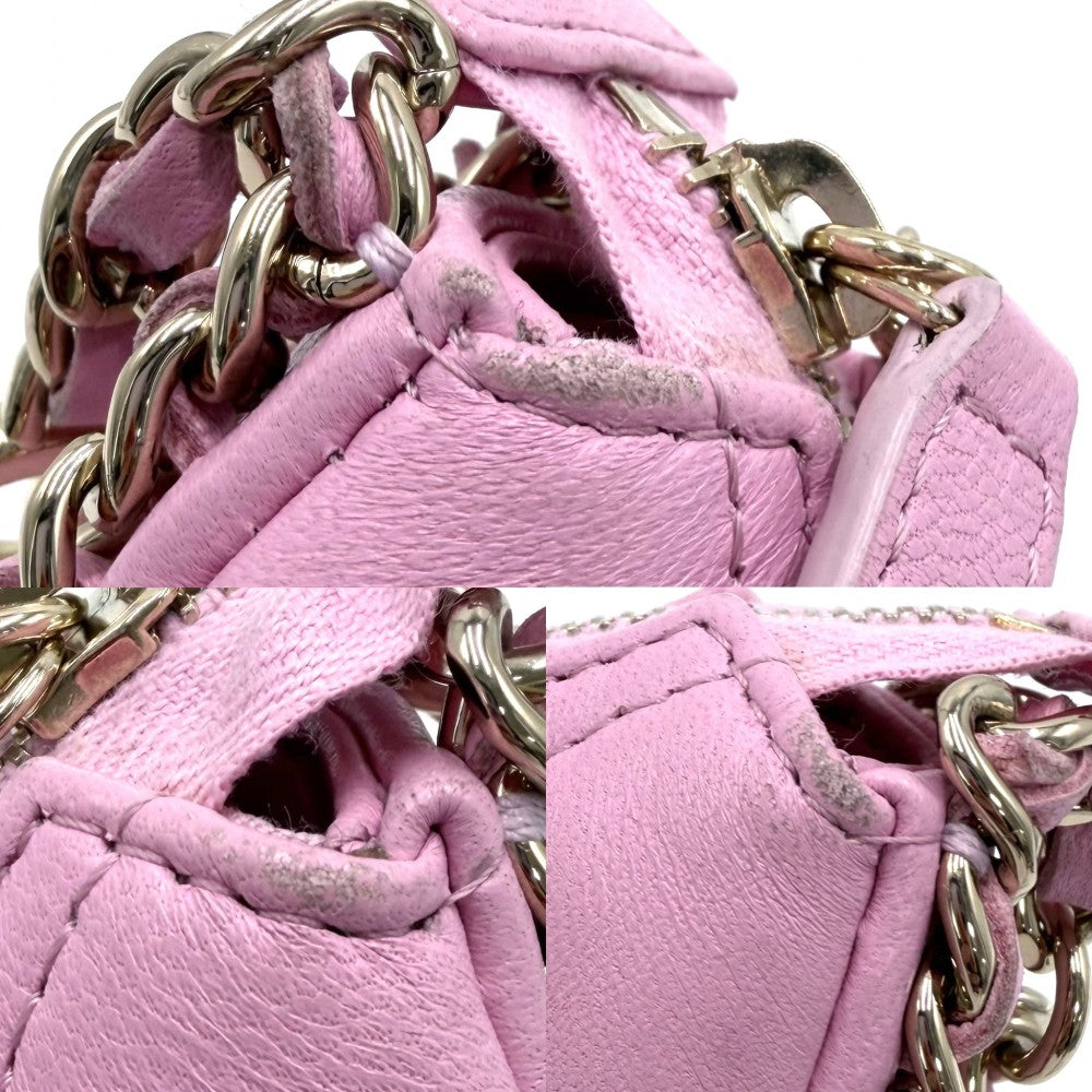 CHANEL シャネル ショルダーバッグ スモールホーボー ミニチェーンショルダーバッグ マトラッセ ポシェット レザー ピンク ゴールド金具 レディース【中古品】
