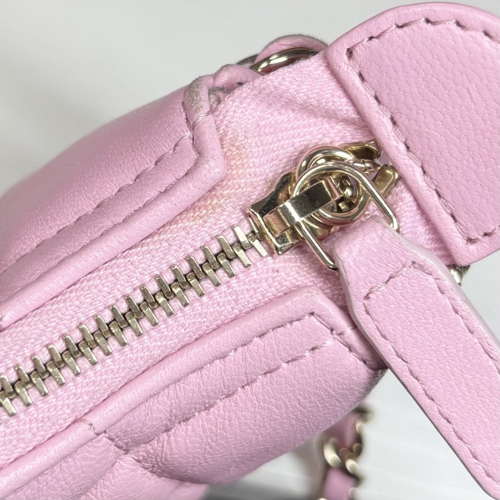 CHANEL シャネル ショルダーバッグ スモールホーボー ミニチェーンショルダーバッグ マトラッセ ポシェット レザー ピンク ゴールド金具 レディース【中古品】