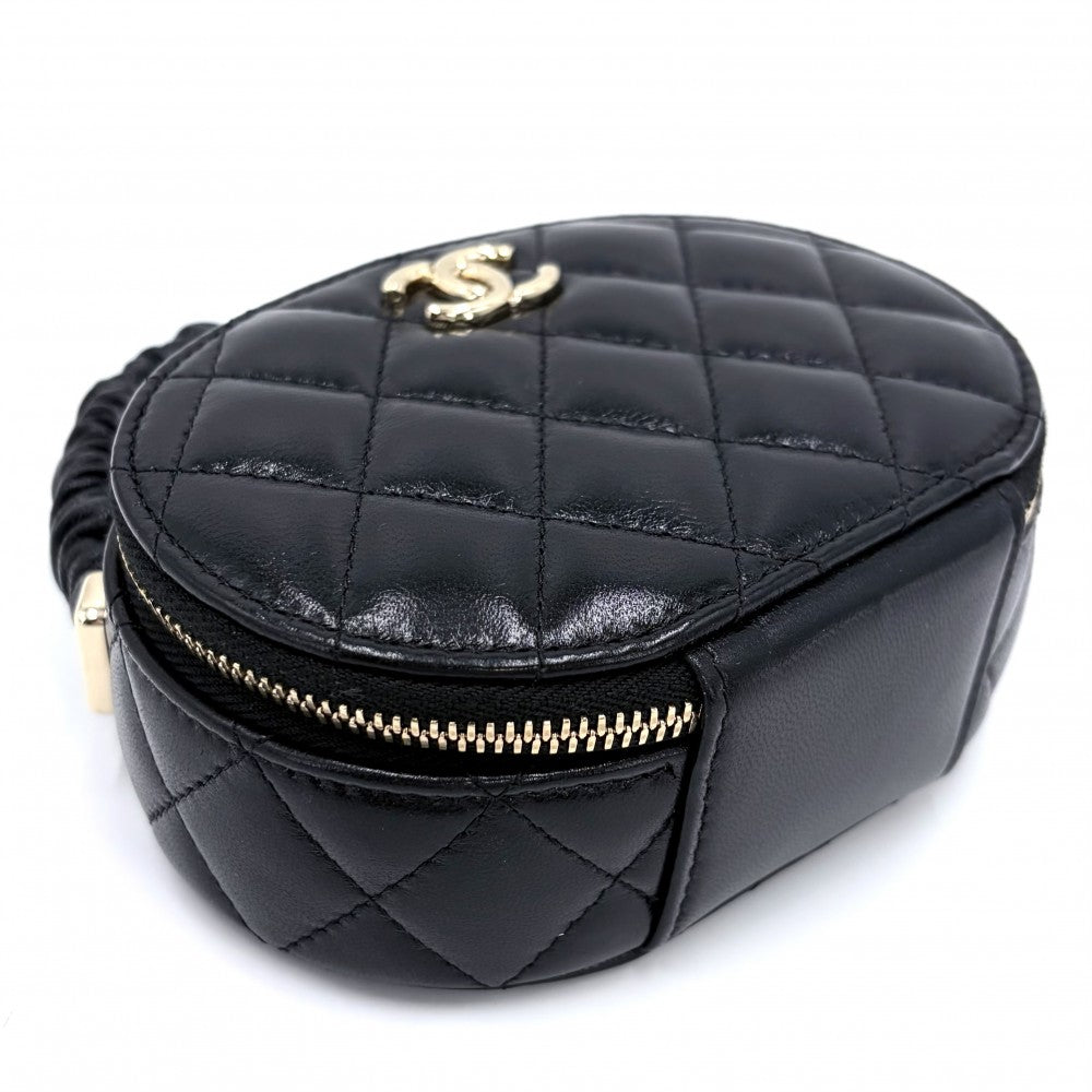 CHANEL シャネル ハンドバッグ マトラッセ バニティバッグ ミニバッグ ココマーク レザー ブラック 黒 ゴールド金具 レディース【中古品】