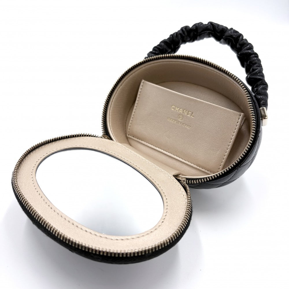 CHANEL シャネル ハンドバッグ マトラッセ バニティバッグ ミニバッグ ココマーク レザー ブラック 黒 ゴールド金具 レディース【中古品】