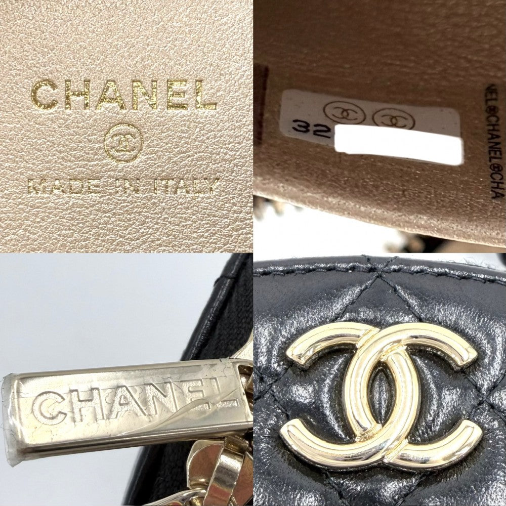 CHANEL シャネル ハンドバッグ マトラッセ バニティバッグ ミニバッグ ココマーク レザー ブラック 黒 ゴールド金具 レディース【中古品】
