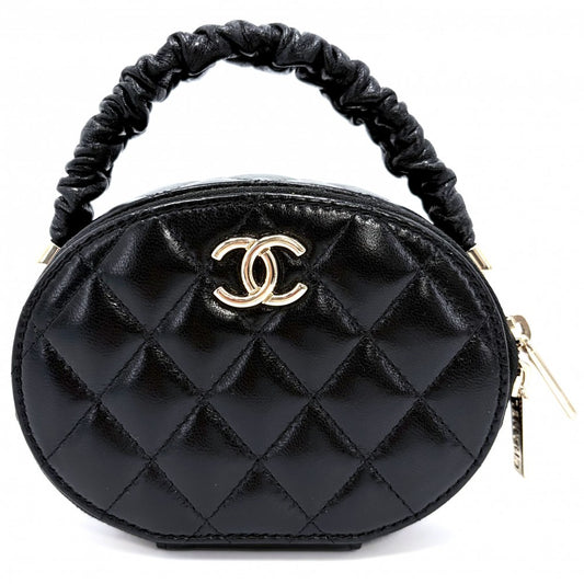 CHANEL シャネル ハンドバッグ マトラッセ バニティバッグ ミニバッグ ココマーク レザー ブラック 黒 ゴールド金具 レディース【中古品】