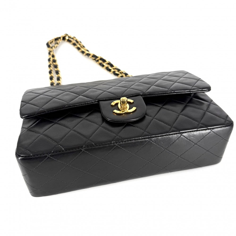 CHANEL シャネル ショルダーバッグ マトラッセ25 ダブルチェーン ココマーク ダブルフラップ ラムスキン ブラック 黒 ゴールド金具 レディース【中古品】