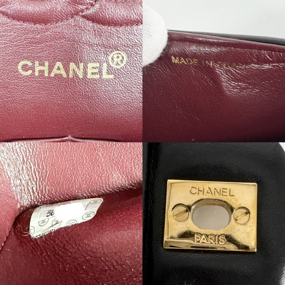 CHANEL シャネル ショルダーバッグ マトラッセ25 ダブルチェーン ココマーク ダブルフラップ ラムスキン ブラック 黒 ゴールド金具 レディース【中古品】