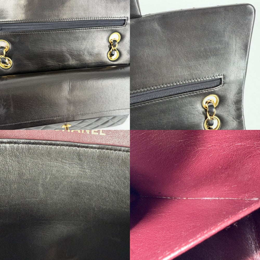 CHANEL シャネル ショルダーバッグ マトラッセ25 ダブルチェーン ココマーク ダブルフラップ ラムスキン ブラック 黒 ゴールド金具 レディース【中古品】