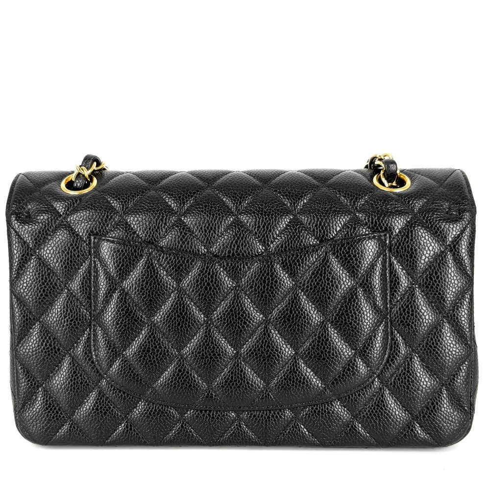 CHANEL シャネル ショルダーバッグ マトラッセ25 ダブルチェーン ココマーク ダブルフラップ キャビアスキン ブラック 黒 ゴールド金具 レディース【中古品】