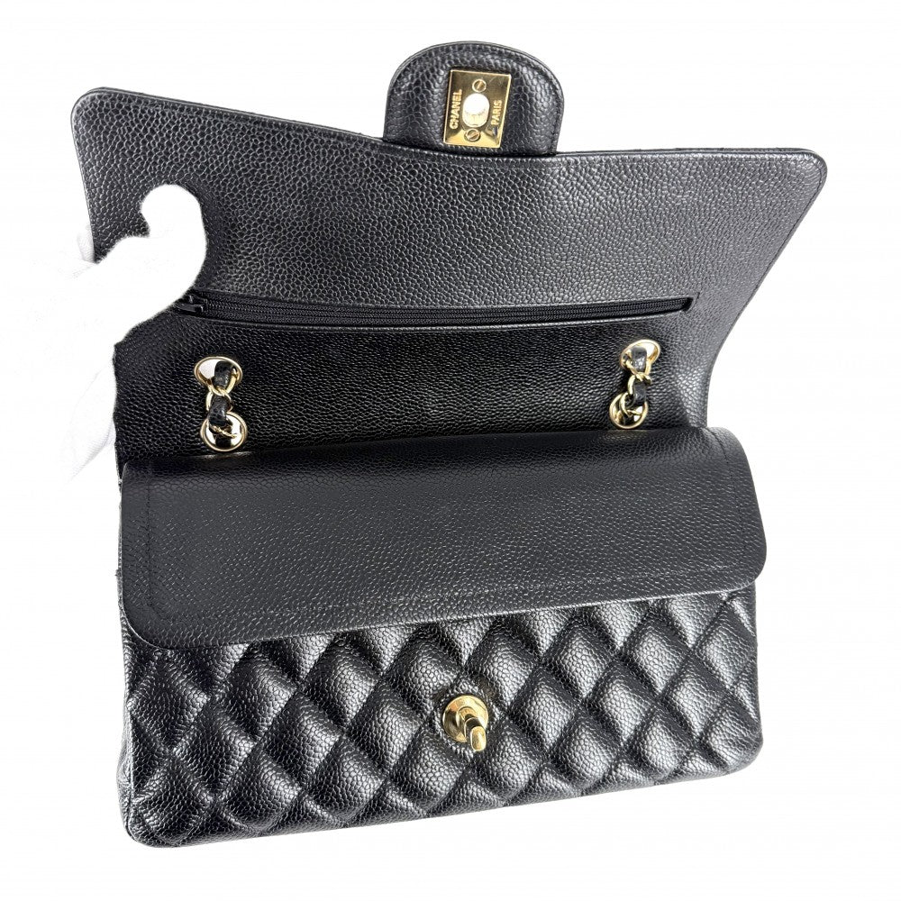 CHANEL シャネル ショルダーバッグ マトラッセ25 ダブルチェーン ココマーク ダブルフラップ キャビアスキン ブラック 黒 ゴールド金具 レディース【中古品】