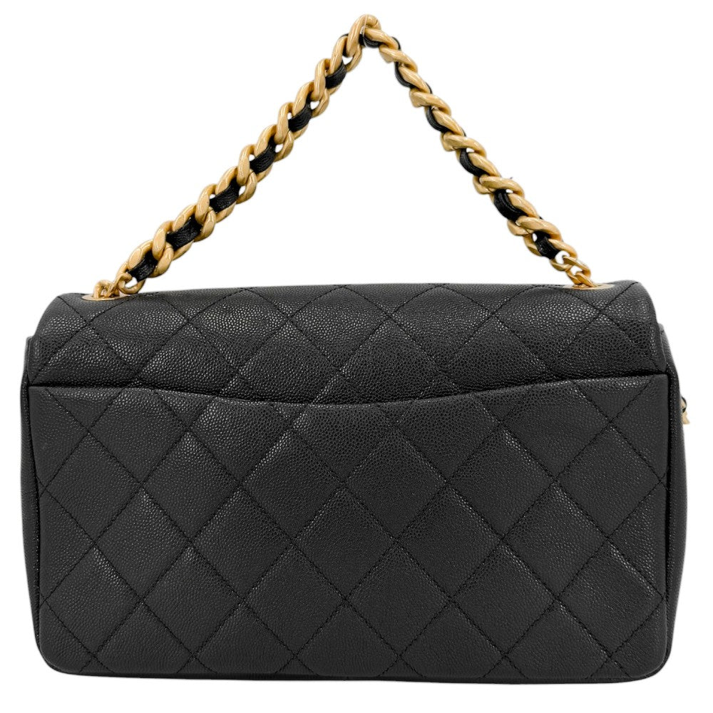 CHANEL シャネル 2WAY マトラッセ ココマーク ハンドバッグ ショルダーバッグ チェーン キャビアスキン ブラック 黒 ゴールド金具 レディース【中古品】