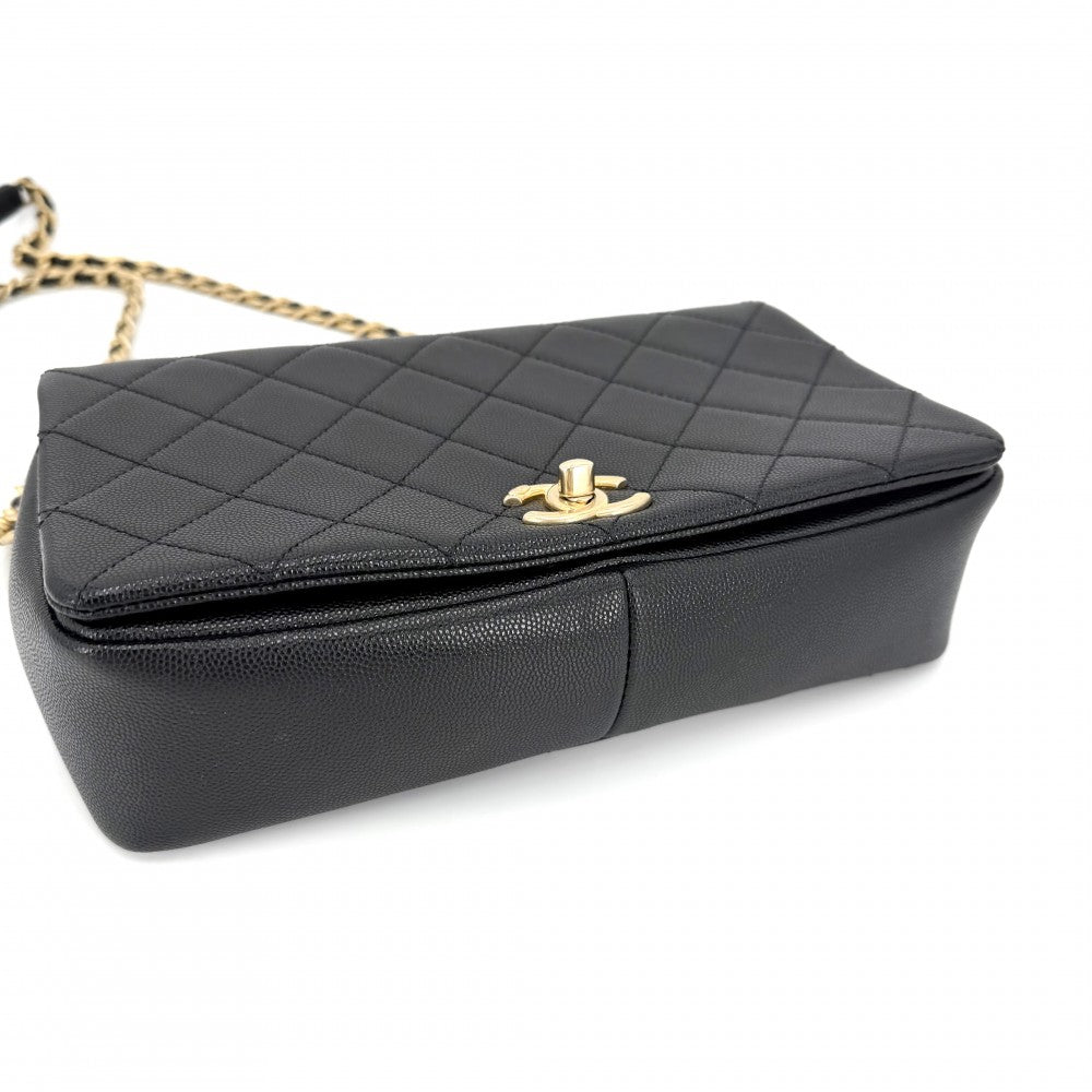 CHANEL シャネル 2WAY マトラッセ ココマーク ハンドバッグ ショルダーバッグ チェーン キャビアスキン ブラック 黒 ゴールド金具 レディース【中古品】