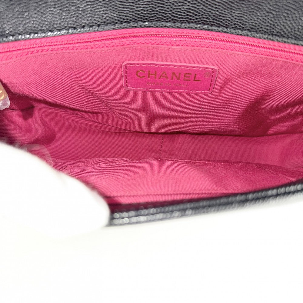 CHANEL シャネル 2WAY マトラッセ ココマーク ハンドバッグ ショルダーバッグ チェーン キャビアスキン ブラック 黒 ゴールド金具 レディース【中古品】