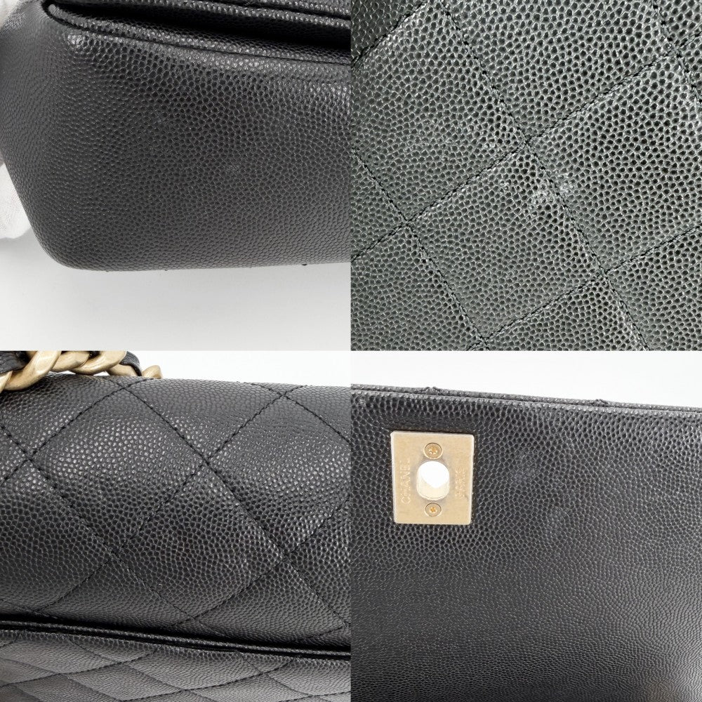 CHANEL シャネル 2WAY マトラッセ ココマーク ハンドバッグ ショルダーバッグ チェーン キャビアスキン ブラック 黒 ゴールド金具 レディース【中古品】