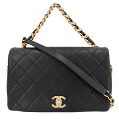 CHANEL シャネル 2WAY マトラッセ ココマーク ハンドバッグ ショルダーバッグ チェーン キャビアスキン ブラック 黒 ゴールド金具 レディース【中古品】