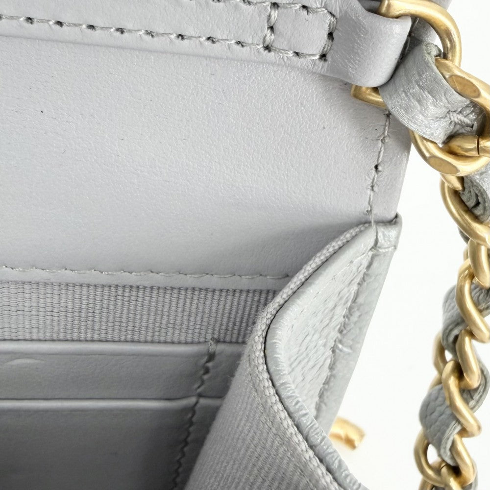 CHANEL シャネル ショルダーバッグ ミニマトラッセ ココマーク ミニバッグ キャビアスキン グレー ゴールド金具 レディース【中古品】