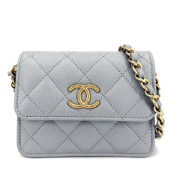 CHANEL シャネル ショルダーバッグ ミニマトラッセ ココマーク ミニバッグ キャビアスキン グレー ゴールド金具 レディース【中古品】