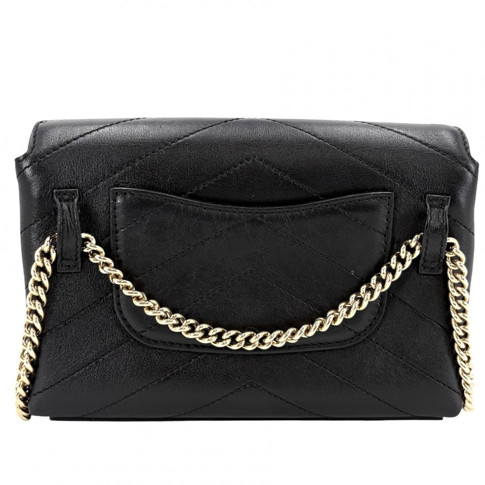 CHANEL シャネル ショルダーバッグ シェブロン Vステッチ ココマーク レザー ブラック 黒 ゴールド金具 レディース【中古品】