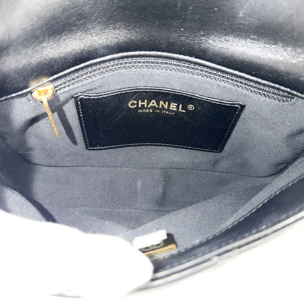 CHANEL シャネル ショルダーバッグ マトラッセ ココマーク チェーン ミニバッグ レザー ブラック 黒 ゴールド金具 レディース【中古品】