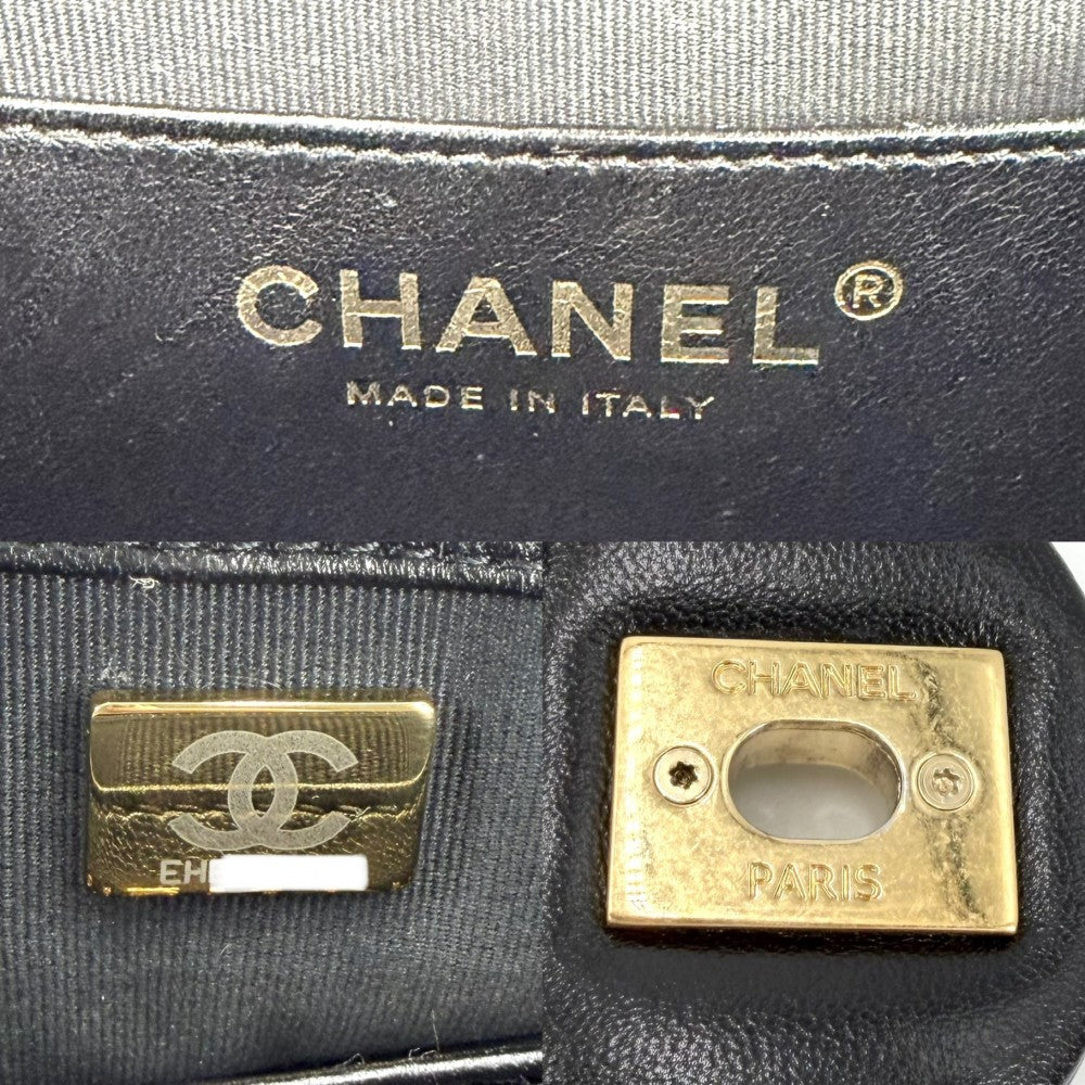 CHANEL シャネル ショルダーバッグ マトラッセ ココマーク チェーン ミニバッグ レザー ブラック 黒 ゴールド金具 レディース【中古品】