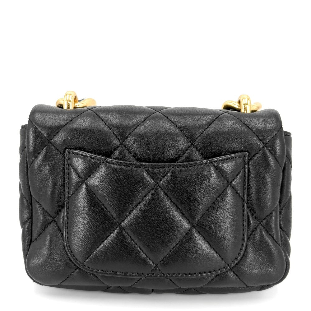 CHANEL シャネル ショルダーバッグ マトラッセ ココマーク チェーン スクエア ミニバッグ ラムスキン ブラック 黒 ゴールド金具 レディース【中古品】
