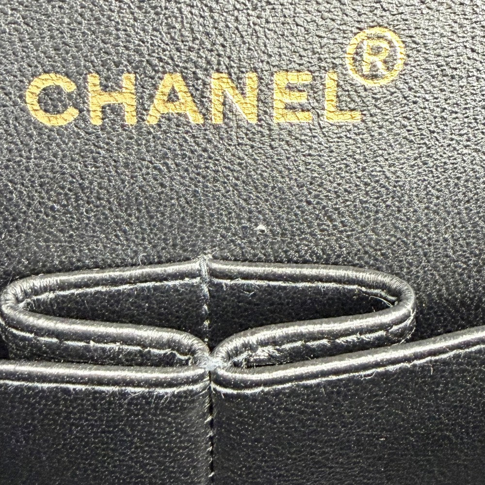 CHANEL シャネル ショルダーバッグ マトラッセ25 ターンロック ダブルフラップ ダブルチェーン ココマーク デニム ブラック 黒 ゴールド金具 レディース【中古品】