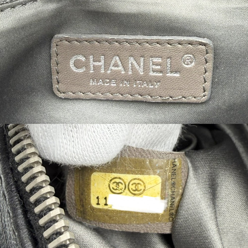 CHANEL シャネル ハンドバッグ チョコバー ボーリングバッグ チェーンショルダー レザー ブラック 黒 シルバー金具 レディース【中古品】